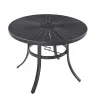 Sun Leisure Outdoor Courtyard Plastic Wood Round Table Garden and Cafe Table Aluminum With 4 Seats