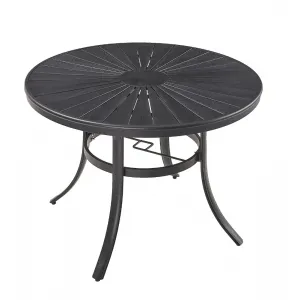 Sun Leisure Outdoor Courtyard Plastic Wood Round Table Garden and Cafe Table Aluminum With 4 Seats