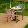 Teslin Mesh Weaving Double Tube Aluminum Frame Outdoor Dining Hotel Entry Garden Pool Patio Chair-Waterproof UV Resistant