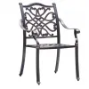 Vintage Scroll Pattern Cast Aluminum Arm Chair Weather Resistant Outdoor Farmhouse Courtyard European Style Dining Chair