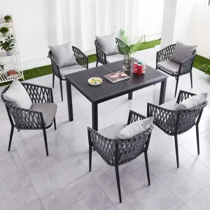 Wholesale French Aluminum Balcony Bistro Stack Black Rope Outdoor Chairs Cafe Outdoor Restaurant Garden Chairs