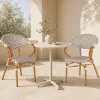 Wholesale French Bistro Chair Outdoor Dining Chair Wood Grain Aluminum Frame Stackable Cafe Restaurant Chair
