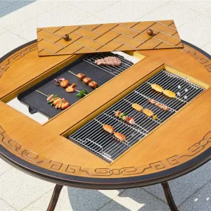 Wholesale Modern Cast-Aluminum Outdoor Restaurant Garden Furniture Dining Table Electric Grills for Korean BBQ Hotel Entry Use