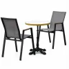 Wholesale Modern Outdoor Teslin Fabric Armchair Aluminum Frame Teak Wood Armrest Patio Garden Dining Chair Hotel Cafe Villa UV