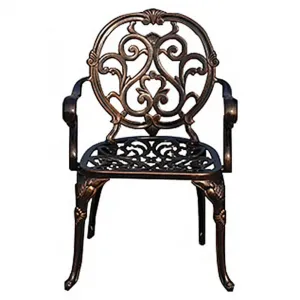 Wholesale Vintage Cast Aluminum Patio Armchair Carved Design Outdoor Bistro Chair for Commercial Garden Project