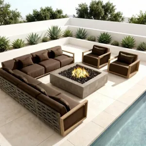 Customized Outdoor Solid Wood Furniture Combination Villa Courtyard Garden Leisure Designer Rope High-end Burmese Teak Set