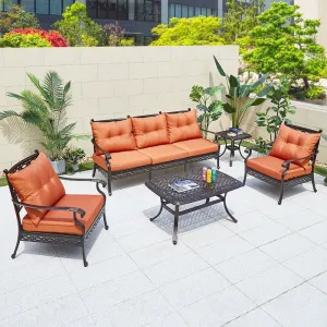 DL High-Grade All-Aluminum Alloy Cast Metal Modern Minimalist Design 6-Person Indoor Outdoor Garden Set Tables Chairs Luxury