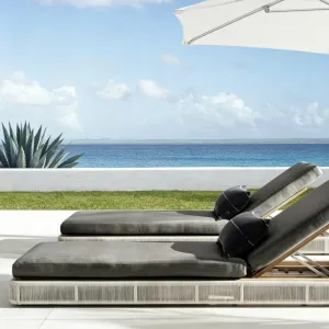 Durable Modern Teak Outdoor Deck Chair with Cushion-Waterproof Sun Lounger for Villa Swimming Pool Seaside BB Leisure