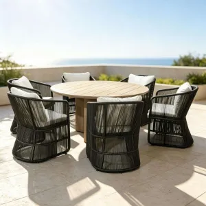Durable Teak Outdoor Table Chair Set with Modern Design Solid Wood Construction Waterproof Sun Protection for Garden Balcony