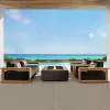 High-end Customized Solid Wood Teak Modern Design PE Wicker Rattan Outdoor Furniture Set Durable Waterproof Eco-Friendly Sun