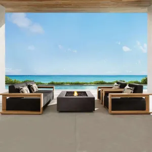 High-end Customized Solid Wood Teak Modern Design PE Wicker Rattan Outdoor Furniture Set Durable Waterproof Eco-Friendly Sun