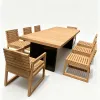High-end Durable Modern Outdoor Teak Solid Wood Garden Set Tables and Chairs Waterproof Sun-proof for Villa Courtyard