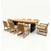 High-end Modern Durable Outdoor Teak Solid Wood Tables Chairs-Waterproof Sun-proof for Villa Courtyard Terrace BB Leisure