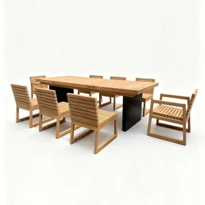 High-end Modern Durable Outdoor Teak Solid Wood Tables Chairs-Waterproof Sun-proof for Villa Courtyard Terrace BB Leisure