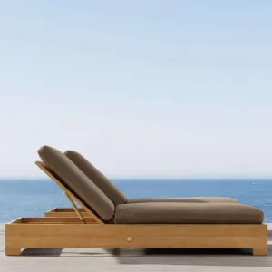 High-end Modern Villa Outdoor Lounge Chair Solid Teak Wood Durable Eco-Friendly Sun Lounger for Pool Beach Hotel Use
