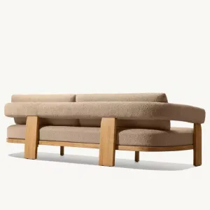 High-end Scandinavian Design Burmese Teak Eco-Friendly Durable Outdoor Sofa Set with Waterproof Cushions for Villa Hotel Garden