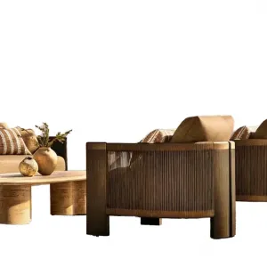 Modern Design Outdoor Furniture Teak Garden Waterproof Fire Pit Outdoor Sofa Set Outdoor Patio Luxury Garden Sofa Set