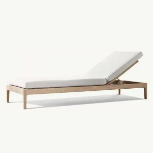 Modern Design Teak Wood Outdoor Lounge Chair Bed with Cushions Waterproof Sunproof Patio Park Swimming Pool Furniture