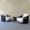 Modern Design UV-Resistant Teak Rattan Outdoor Sofa Set Waterproof Durable Eco-Friendly for Hotel Villa Garden