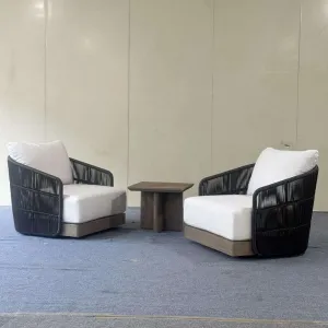 Modern Design UV-Resistant Teak Rattan Outdoor Sofa Set Waterproof Durable Eco-Friendly for Hotel Villa Garden