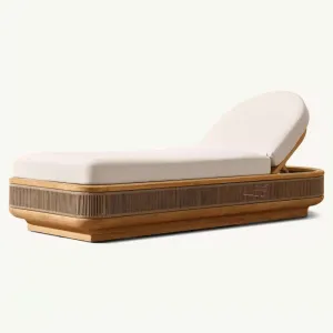 Modern Durable Outdoor Bed Solid Wood Open-air Villa Hotel Swimming Pool Lounge Chair Waterproof BB Seaside Teak Rope Beach