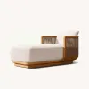 Modern Durable Outdoor Teak Sun Lounger with Cushions Waterproof Beach Chair for Villa Hotel Use
