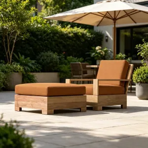 Modern Eco-Friendly Outdoor Sofa Courtyard Villa Teak Waterproof Furniture Garden Terrace Leisure Anti-corrosion Solid Wood
