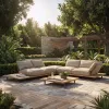 Modern HotModern Hotel Outdoor Garden Set Teak Waterproof Eco-Friendly Designer Villa Patio Balcony Solid Wood Rattan Seat