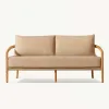 Modern Outdoor Courtyard Sofa Set with Teak Solid Wood Rope Furniture-Eco-Friendly Durable Garden Terrace Balcony Leisure Bed