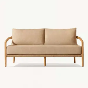 Modern Outdoor Courtyard Sofa Set with Teak Solid Wood Rope Furniture-Eco-Friendly Durable Garden Terrace Balcony Leisure Bed