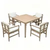 Modern Outdoor Garden Set Teak Dining Table and Chairs Solid Wood Furniture for Courtyard Villa Hotel Terrace Leisure