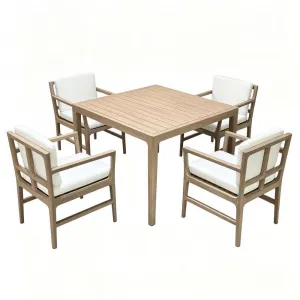 Modern Outdoor Garden Set Teak Dining Table and Chairs Solid Wood Furniture for Courtyard Villa Hotel Terrace Leisure