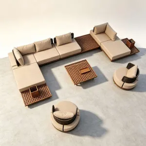 Modern Outdoor Garden Sofa Set with Waterproof Cushions UV-Resistant PE Rattan Durable Eco-Friendly