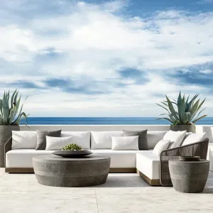 Modern Outdoor Leisure Rope Furniture Waterproof UV-Resistant Sun Protection Hotel Terrace Villa Courtyard Garden Teak Sofa Set