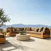 Modern Outdoor Leisure Teak Sofa Courtyard Waterproof Sunproof Durable Eco-Friendly Solid Wood Furniture