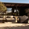 Modern Outdoor Rattan Sofa Set with Coffee Table Waterproof Sun Protection Eco-Friendly Durable Garden Furniture