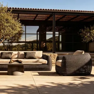 Modern Outdoor Rattan Sofa Set with Coffee Table Waterproof Sun Protection Eco-Friendly Durable Garden Furniture