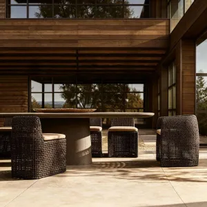 Modern Outdoor Rattan Table Chair Set Eco-Friendly Durable PE Treated Waterproof Sun Protection Garden Furniture for Courtyard