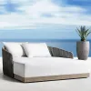 Modern Outdoor Teak Deck Chair Villa Open-air Swimming Pool Waterproof Bed Hotel BB Seaside Leisure Rope Sunbathing Durable