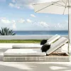 Modern Outdoor Teak Deck Chair with Cushions Waterproof Bed for Villa Pool Seaside Leisure Sunbathing