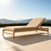 Modern Outdoor Teak Lounge Chair with Cushions-Eco-Friendly Durable Solid Wood Sun Lounger for Villa Hotel Use