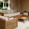 Modern Outdoor Teak Sofa Set-Solid Wood Garden Furniture for Villa Hotel Use Waterproof Cushions Eco-Friendly Durable