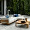 Modern Outdoor Teak Solid Wood Fabric Sofa Set Villa Courtyard Garden Apartment Hotel BB High-end Leisure Furniture Rain Sun