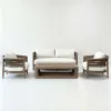 Modern Outdoor Villa Nordic Solid Wood Teak Rattan Sofa Set Courtyard Garden Hotel Terrace Waterproof Leisure
