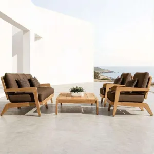 Modern Scandinavian Design Teak Wood Outdoor Sofa Set for Hotel Villa Use Waterproof Eco-Friendly Durable
