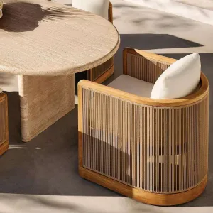 Modern Solid Teak Wood Garden Set for Outdoor Use in Hotels Villas-Durable Eco-Friendly