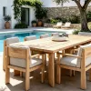 Modern Solid Wood Teak Dining Table and Chairs Set Waterproof Sunscreen Villa Garden Sets Outdoor Furniture for Hotel BB