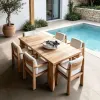 Modern Solid Wood Teak Villa Dining Table Chairs Set Waterproof Sunscreen Garden Sets Eco-Friendly Durable Outdoor Furniture for