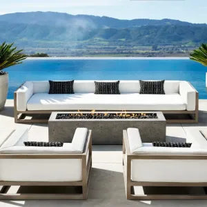 Modern Teak Garden Sofa Set Outdoor Furniture DLD Brand Model A-4 for Villa Hotel-Durable Waterproof Eco-Friendly Outdoor Use