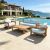 Modern Teak Outdoor Sofa Set for Courtyard Balcony-Rainproof Sunproof Eco-Friendly Durable Garden Furniture